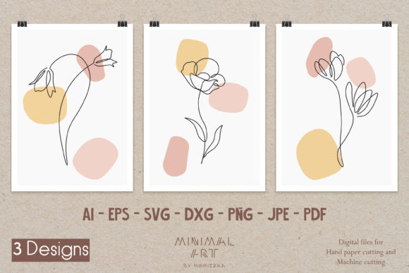 Download 3 Wall Art One Line Flora Natural Summer - Natural Collection