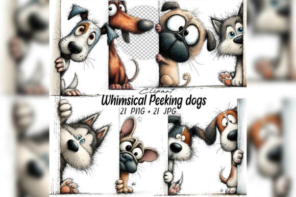 Download Whimsical Peeking Dog Clipart Set - King Collection